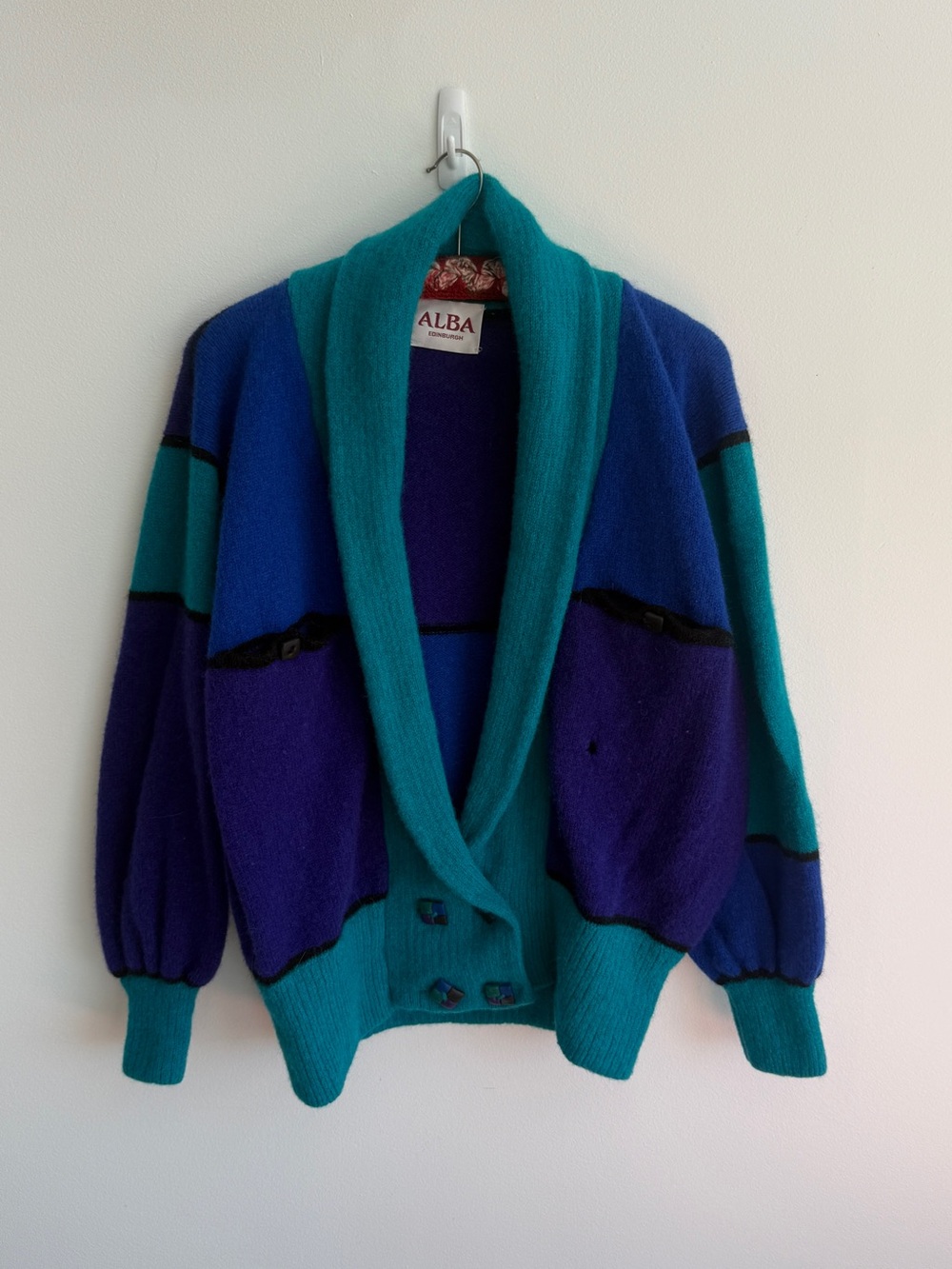 Vintage wool colour block cardigan _md/lg